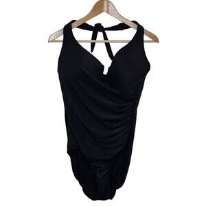 Magicsuit by Miraclesuit Black Size 12 DD Made in USA Halter One Piece Swimsuit